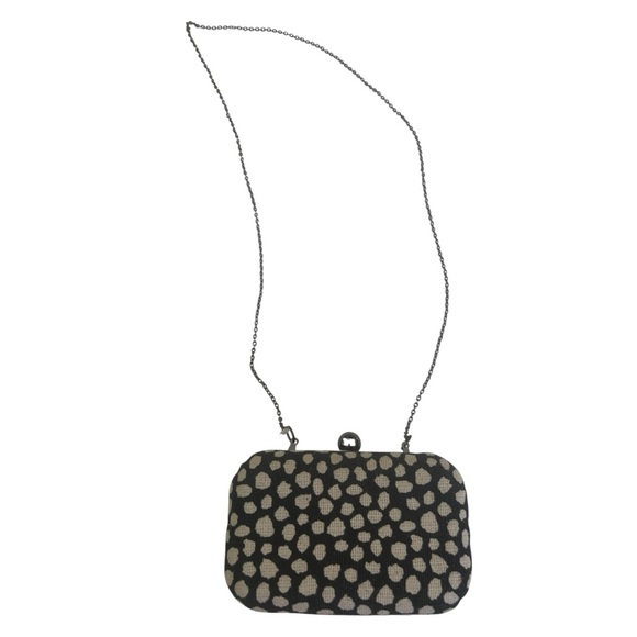 Ann taylor loft NWT black white polka dot snap closure hard shell crossbody - Picture 1 of 9